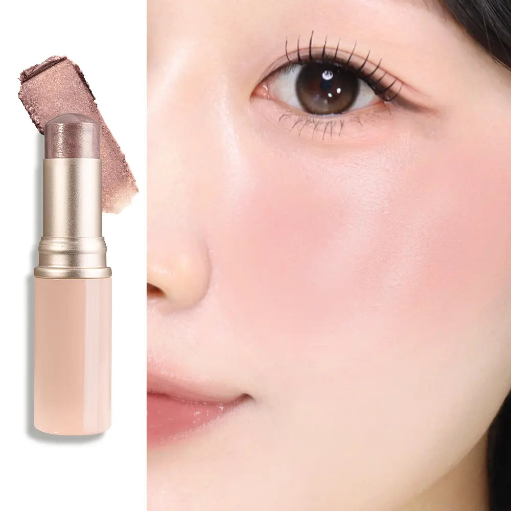 hince True Dimension Radiance Balm in Bronze, with matching swatch and cheek finish.