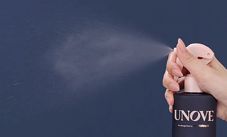 UNOVE No-Wash Water Ampoule Treatment fine-mist spray demonstration.