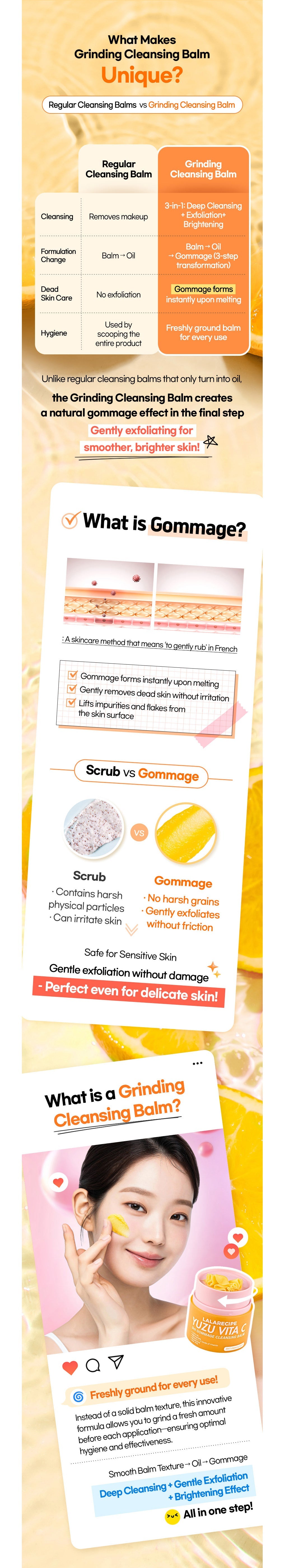 LALARECIPE - Yuzu Vita C 3-in-1 Gommage Cleansing Balm