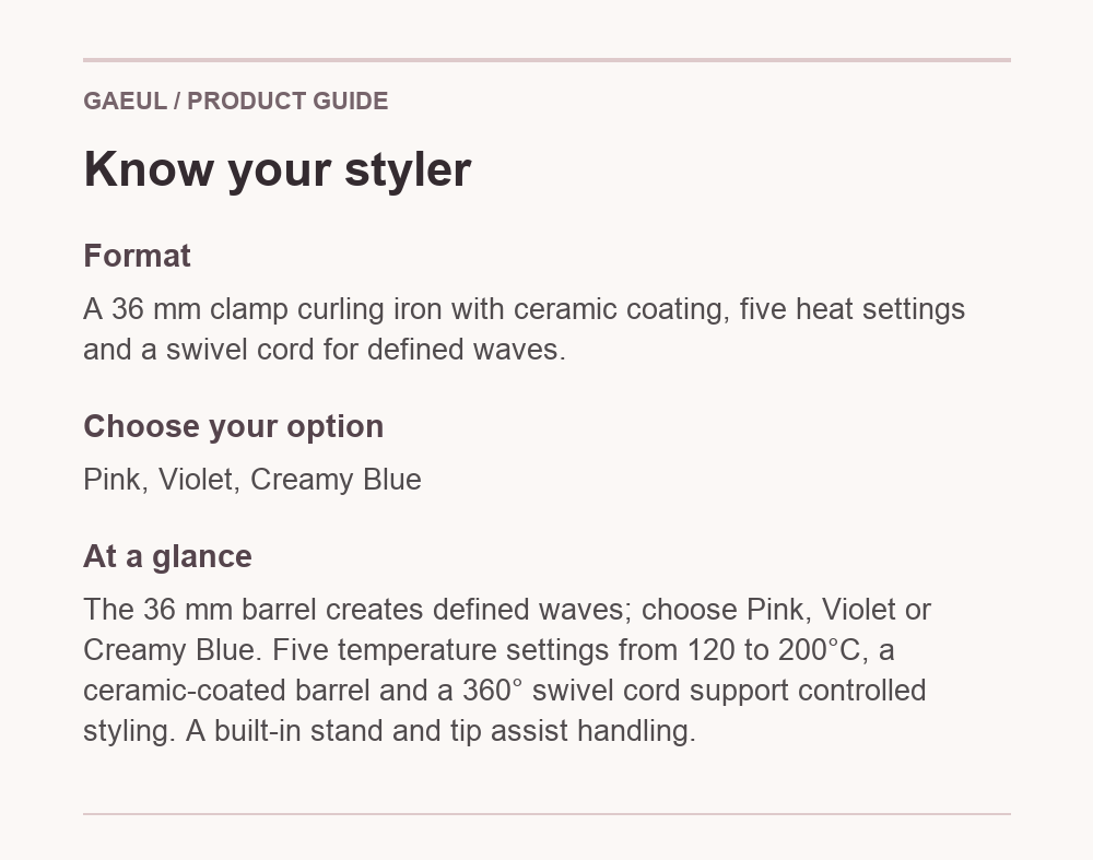 VODANA Glamwave Curling Iron 36mm English format and feature guide