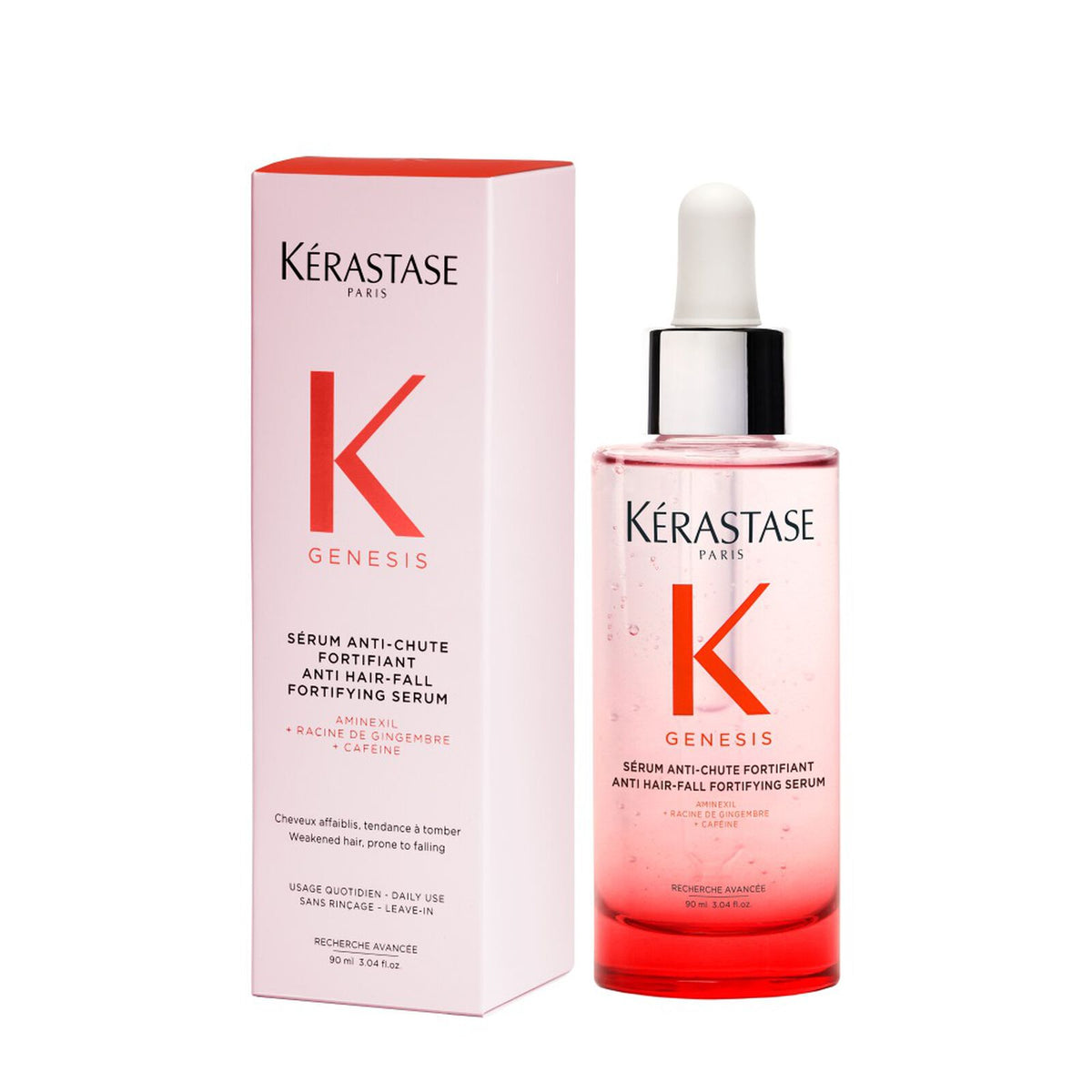 Kérastase Genesis Anti Hair-Fall Fortifying Serum 90ml bottle and carton with Aminexil label