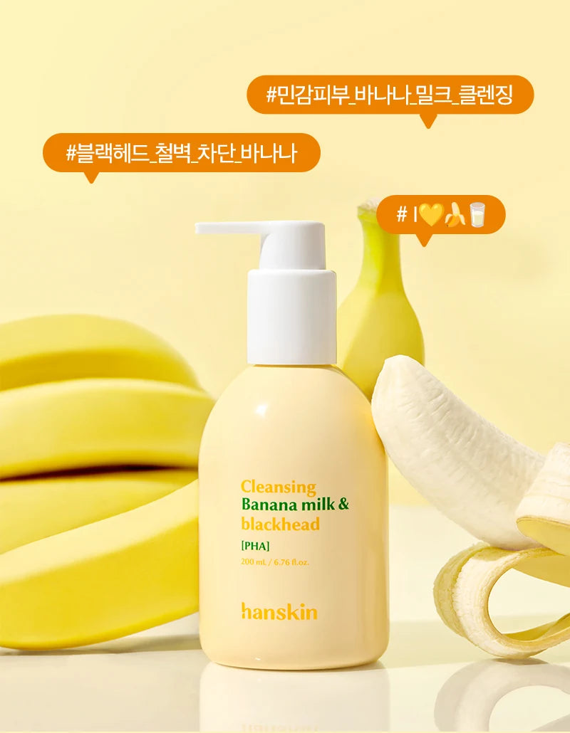 Hanskin Cleansing Banana Milk & Blackhead PHA 200ml single bottle