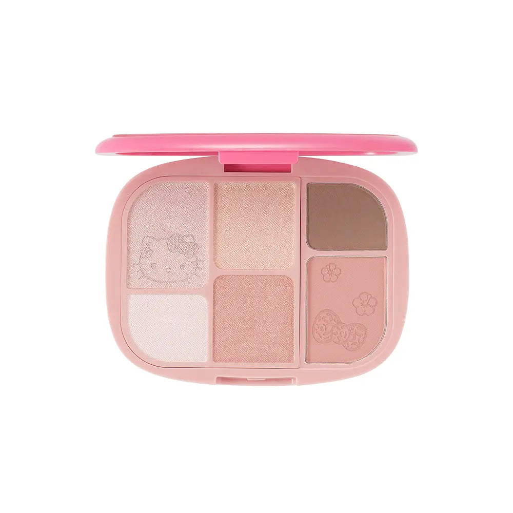 WAKEMAKE Leopard Hello Kitty 14 Peach Shell warm-tone six-shade palette