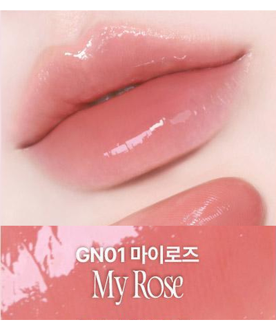 fwee Rose Obsession original GN01 My Rose labeled lip swatch