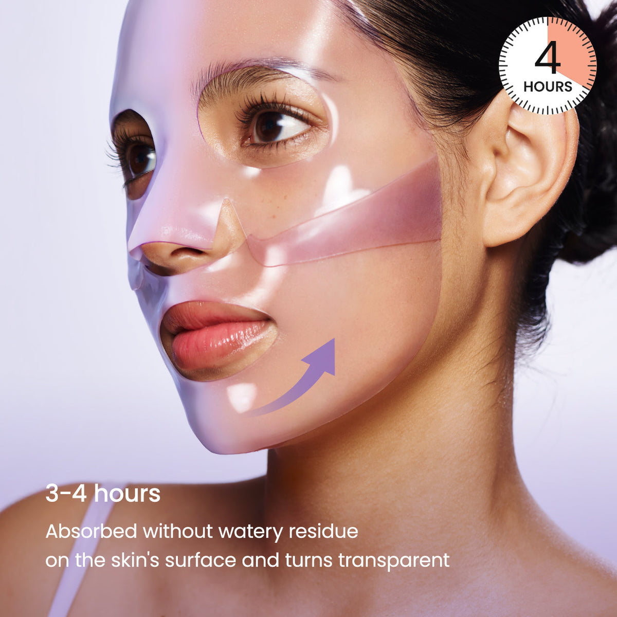 BIODANCE Caviar PDRN mask: original3–4hourapplication and transparent hydrogel guide.
