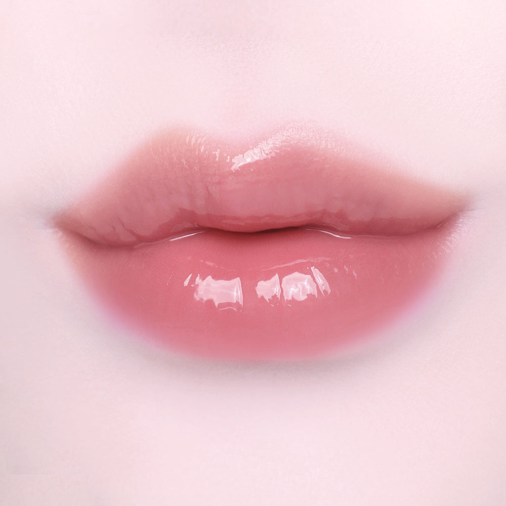 Dinto Frozen Lip Jelly 375 Angel original lip swatch; cosmetic finish demonstration.
