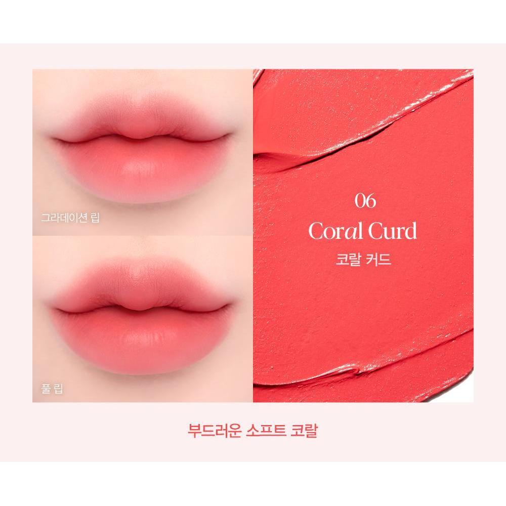 Espoir VolumeMatte 06 Coral Curd,complete original lip swatch and texture color card