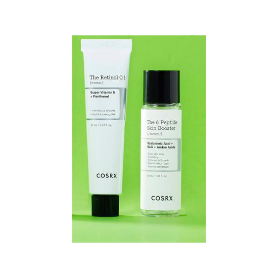 COSRX The Retinol 0.1 Cream 20ml & 6 Peptide Serum 30ml Set; actual offered product composition.