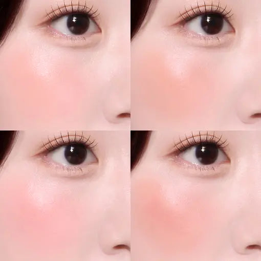 DASIQUE Blending Mood Cheek 18 Milky Apricot; original matching cheek application photograph.