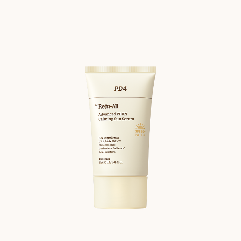 Dr.Reju-All Advanced PDRN Calming Sun Serum 50ml SPF 50+ PA++++ packaging.