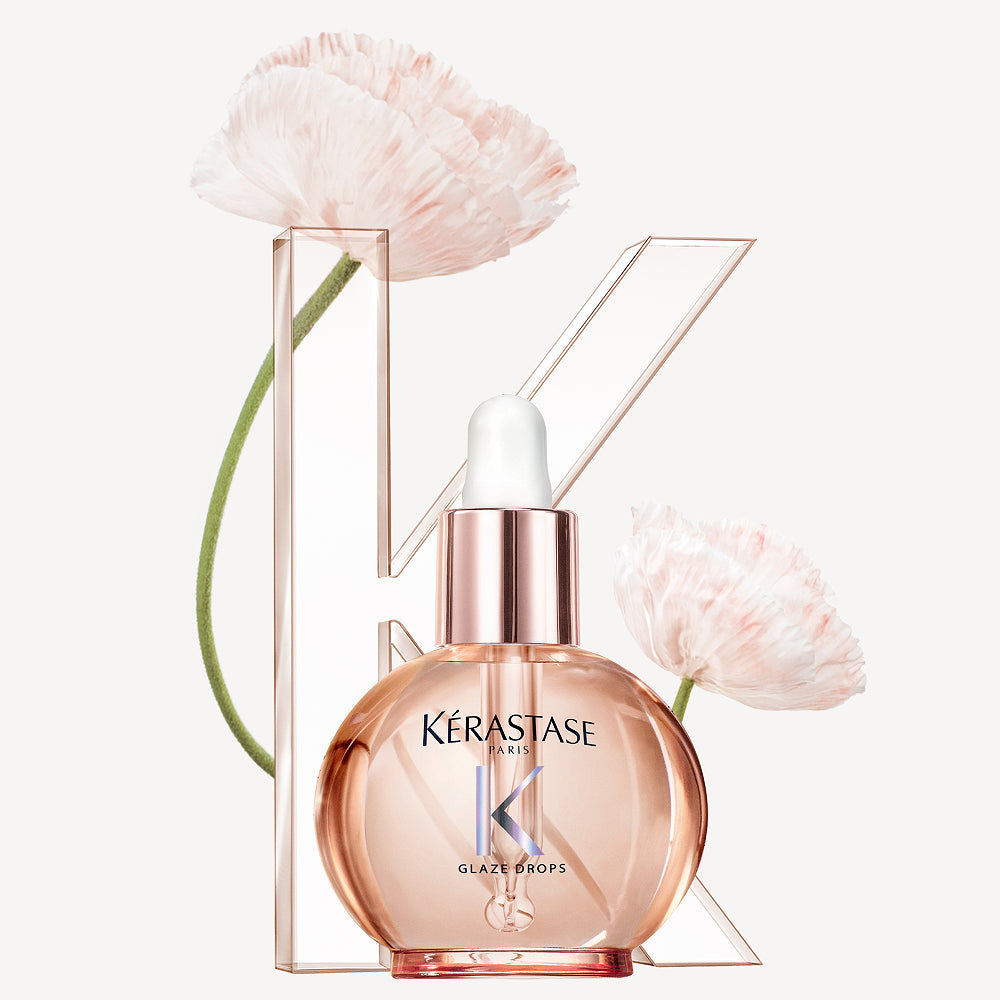 Kérastase Gloss Absolu Glaze Drops Hair Oil main product bottle; selected pack contents listed separately
