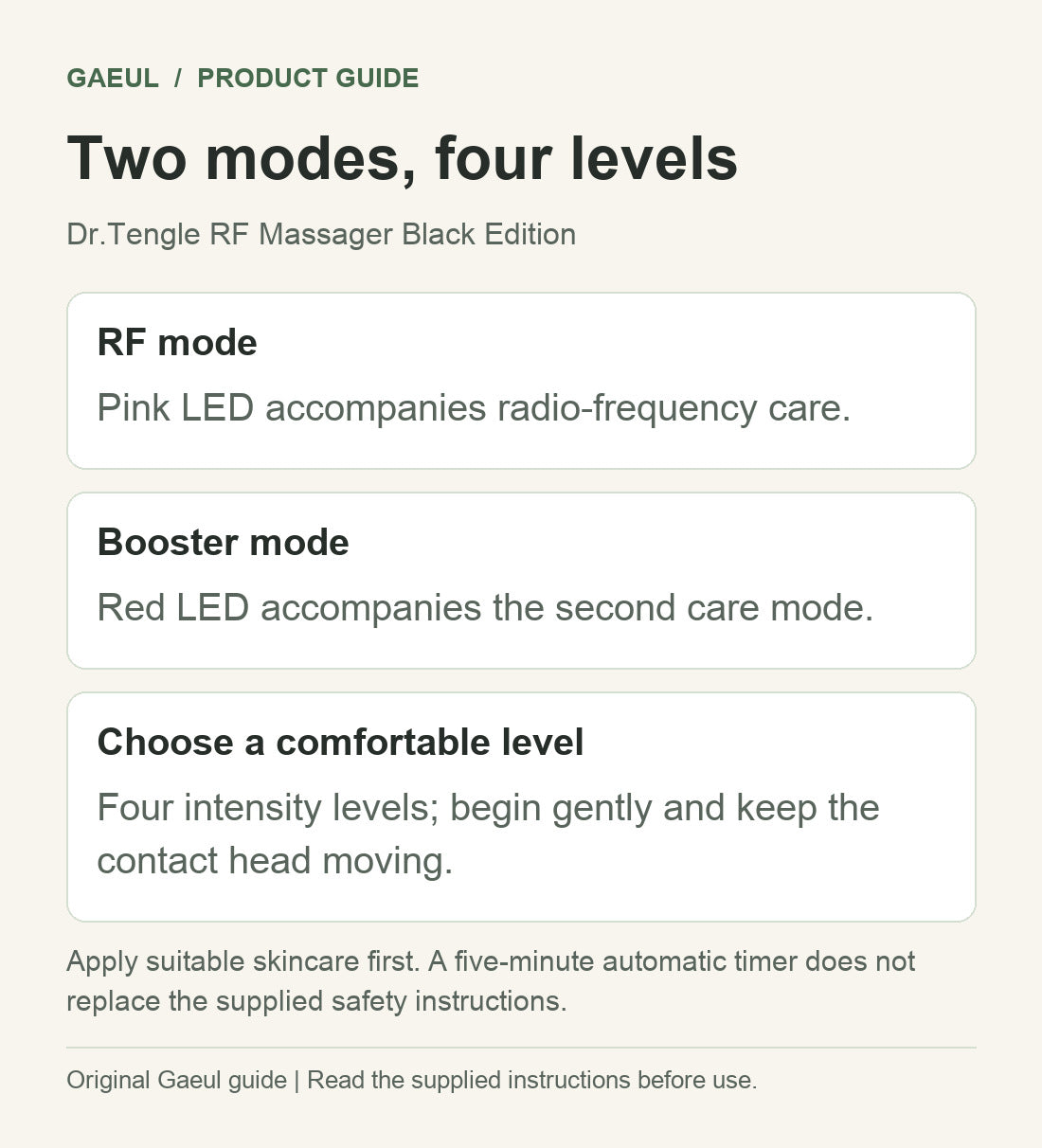 Dr.Tengle RF Massager Black Edition: two modes, four levels