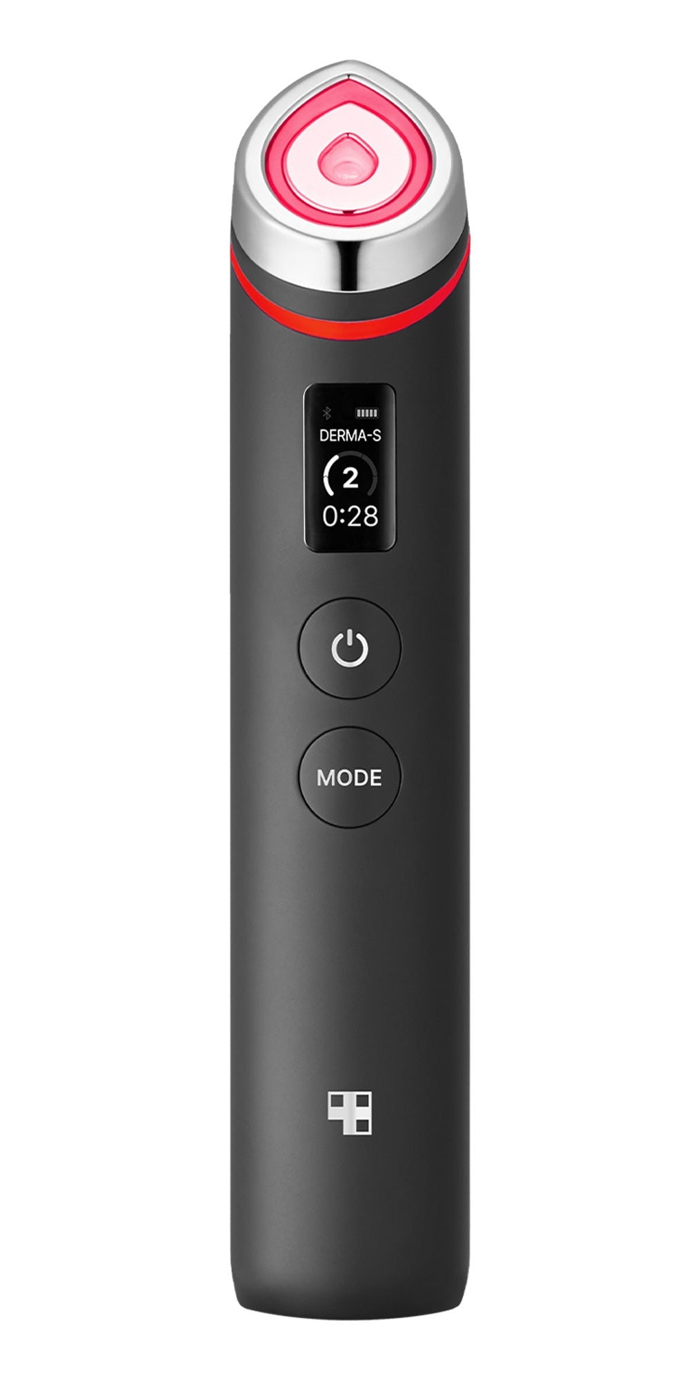 Medicube AGE-R Booster Pro in Black, showing its complete head, screen and buttons.