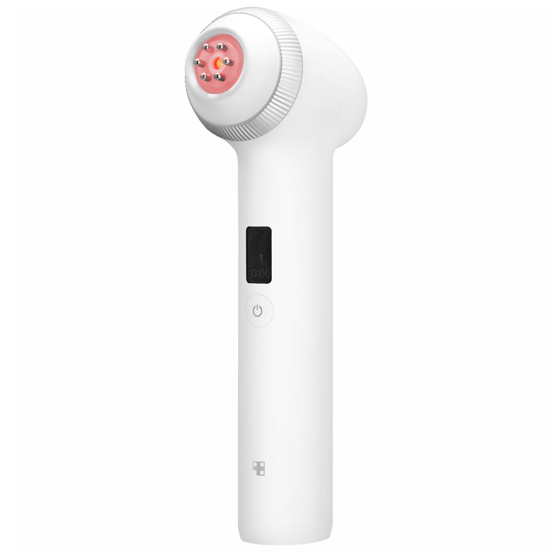 Medicube AGE-R Ultra Tune 40.68 white device with six metal contact tips and central LED.