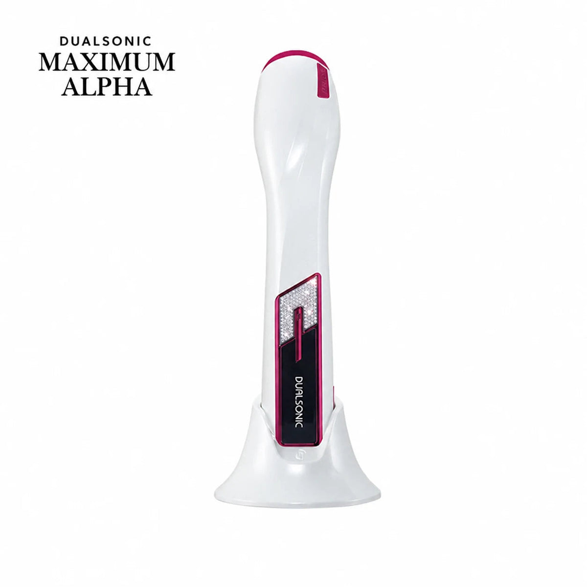 DUALSONIC Maximum Alpha beauty device in Ruby with charging cradle