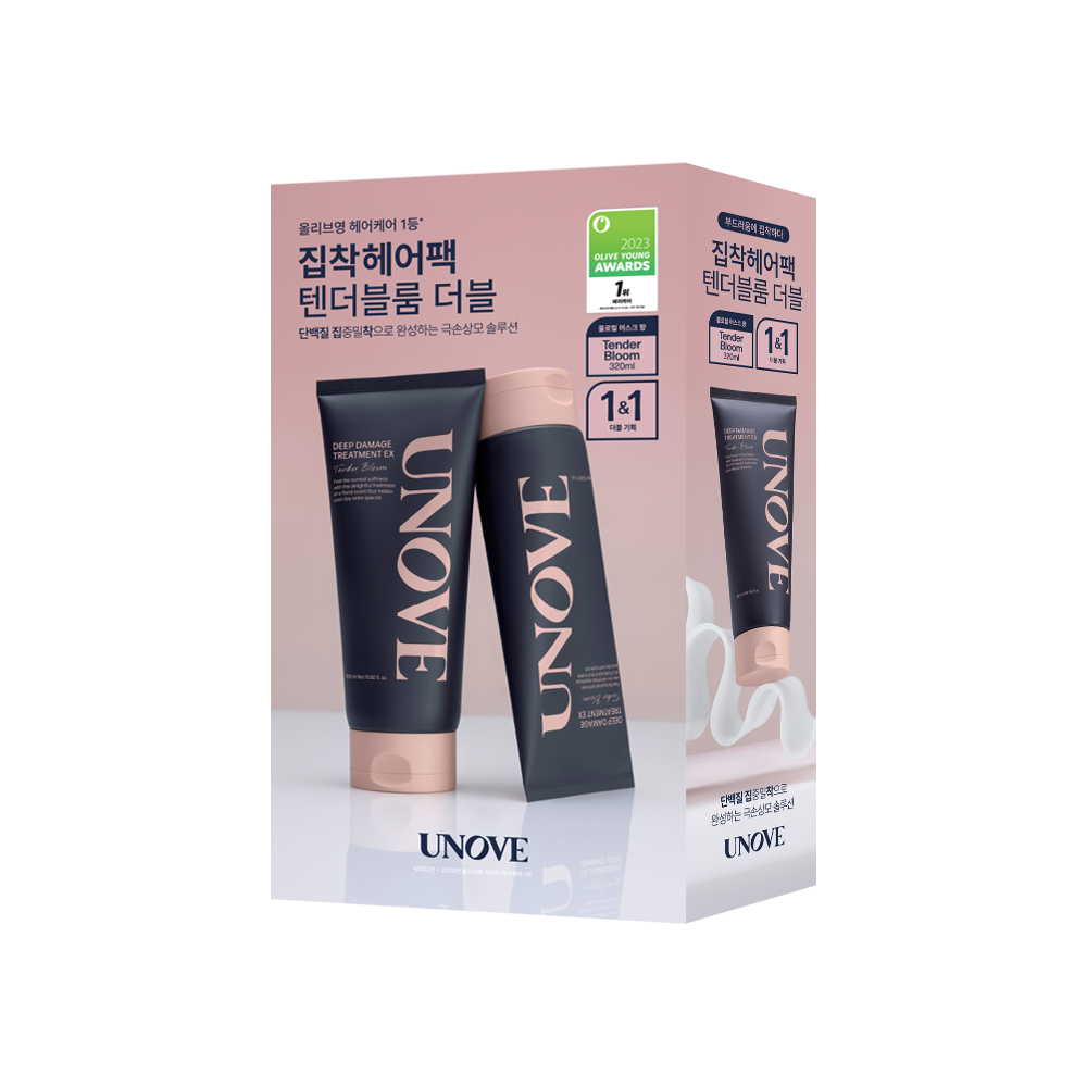 UNOVE Deep Damage Repair Hair Mask Tender Bloom 320ml double pack packaging