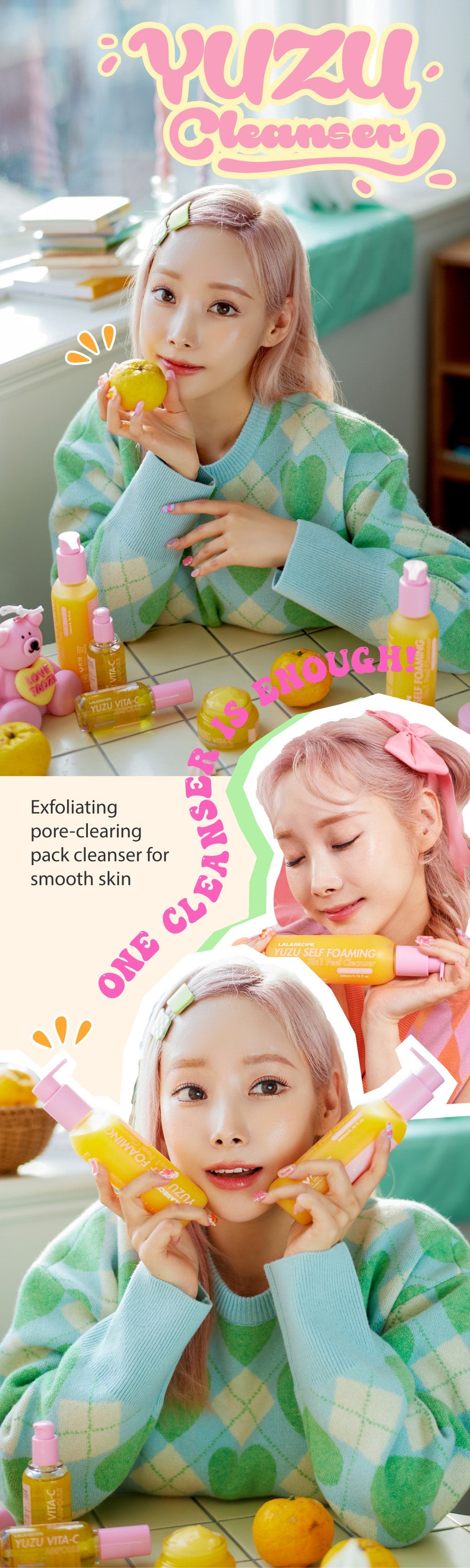 LALARECIPE - Yuzu Self-Foaming 3-in-1 Peel Cleanser