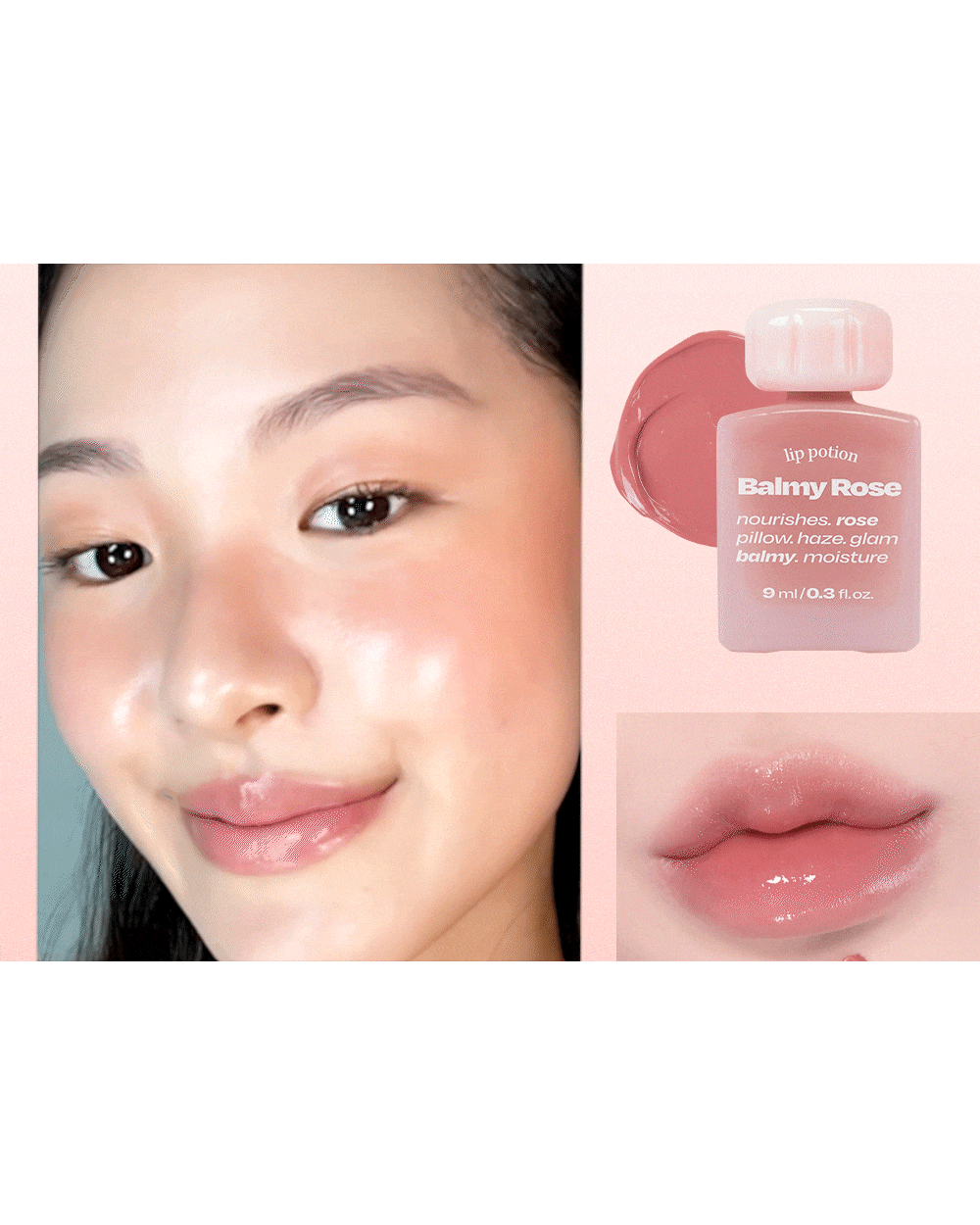 ALTERNATIVESTEREO Lip Potion Balmy Rose 00 Nudy Apricot — exact 9ml bottle and finish animation.