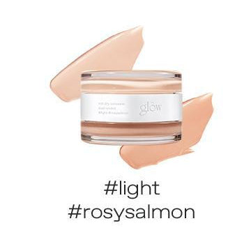 glow Not Dry Concealer Light / Rosy Salmon original pair jar and named swatches.