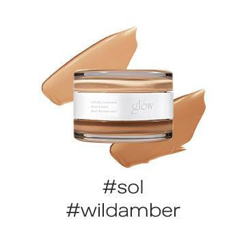 glow Not Dry Concealer Sol / Wild Amber original pair jar and named swatches.