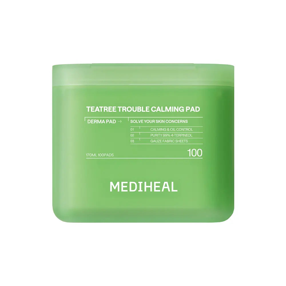 MEDIHEAL Teatree Trouble Calming Pad 100 Sheets, original closed case.