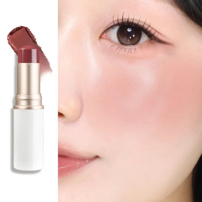 hince True Dimension Radiance Balm in Harsh, with matching swatch and cheek finish.