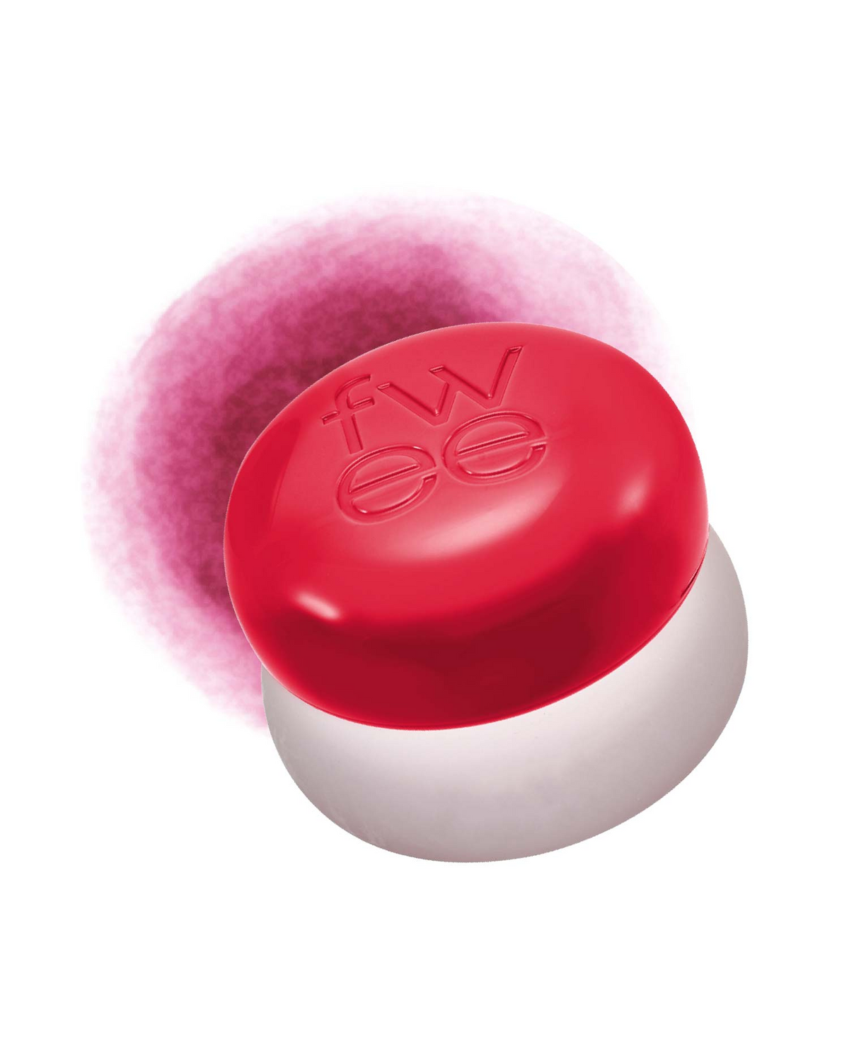 fwee Lip &amp; Cheek Blurry Pudding Pot in RD05 Greedy, with its matching color swatch.