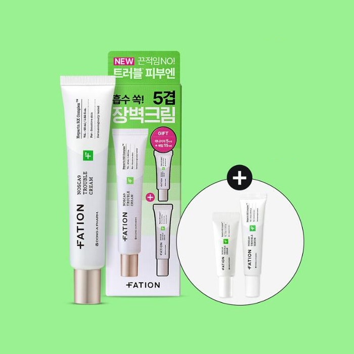 FATION NOSCA9 Trouble Cream set: 45ml cream, 5ml cream and 15ml serum.