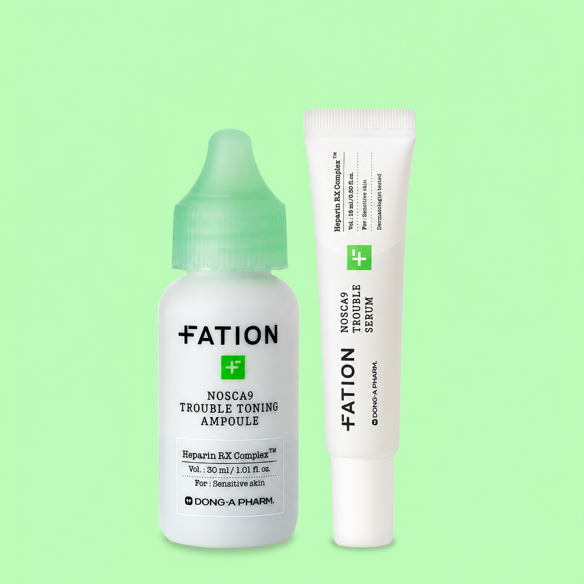 FATION NOSCA9 Trouble Toning Ampoule 30ml with Trouble Serum 15ml — complete set.