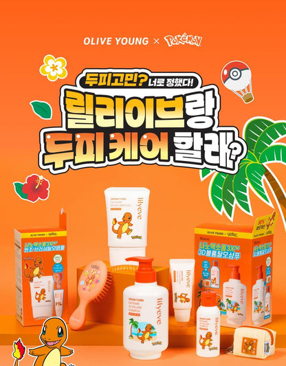 lilyeve - Grow Turn Exosome 3D Volume Shampoo 500ml + 100ml + Charmander Pouch Key Chain (Pokémon Collaboration)