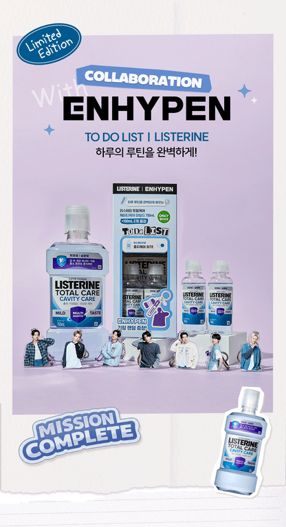 LISTERINE x ENHYPEN - Cavity Care / Total Care Plus 750ml + 100ml x2 + Key Chain