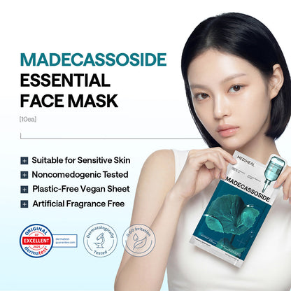MEDIHEAL Madecassoside Essential Mask shown on the face