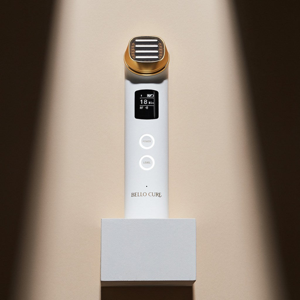 BELLO CURE Viserva BE-101 beauty device with white body and gold head