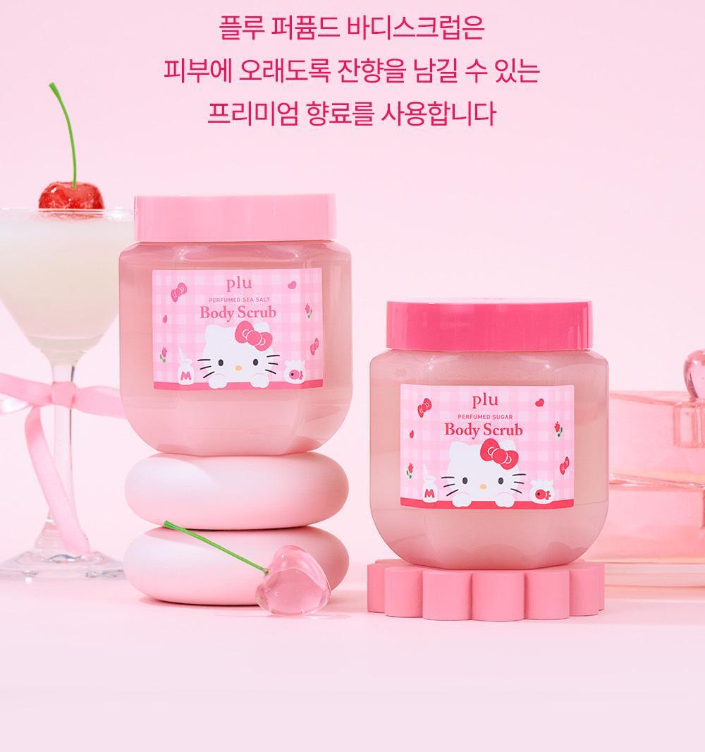 plu X Hello Kitty - Perfumed Sea Salt &amp; Sugar Body Scrub (510g / 600g) + Scrunchie