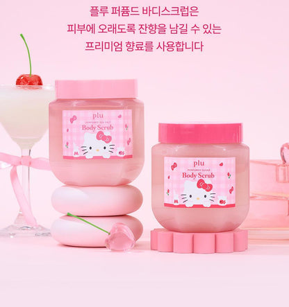 plu X Hello Kitty - Perfumed Sea Salt &amp; Sugar Body Scrub (510g / 600g) + Scrunchie
