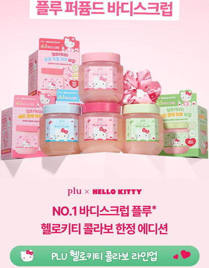 plu X Hello Kitty - Perfumed Sea Salt &amp; Sugar Body Scrub (510g / 600g) + Scrunchie