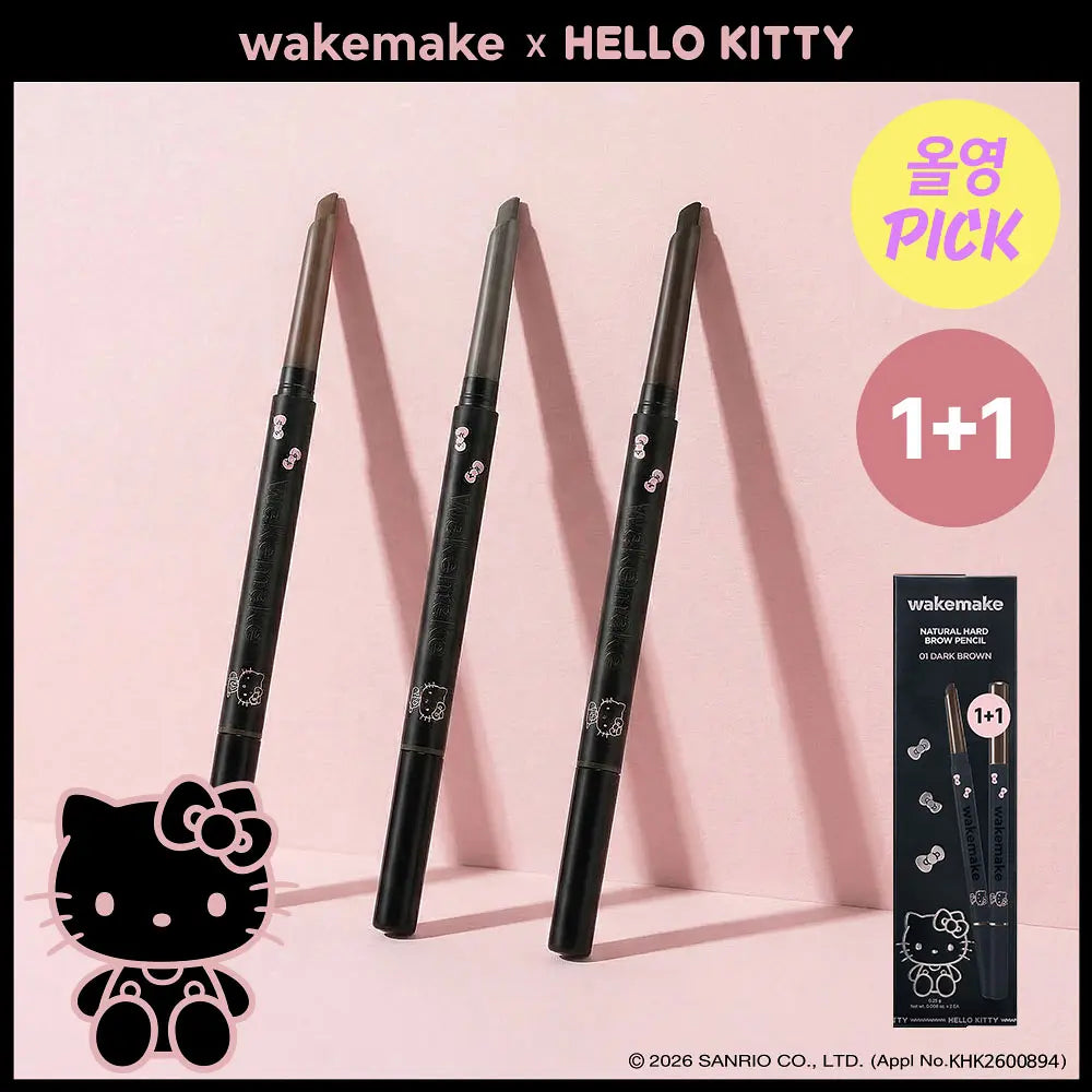 WAKEMAKE - Natural Hard Brow Pencil (1+1) (Hello Kitty Black Edition)
