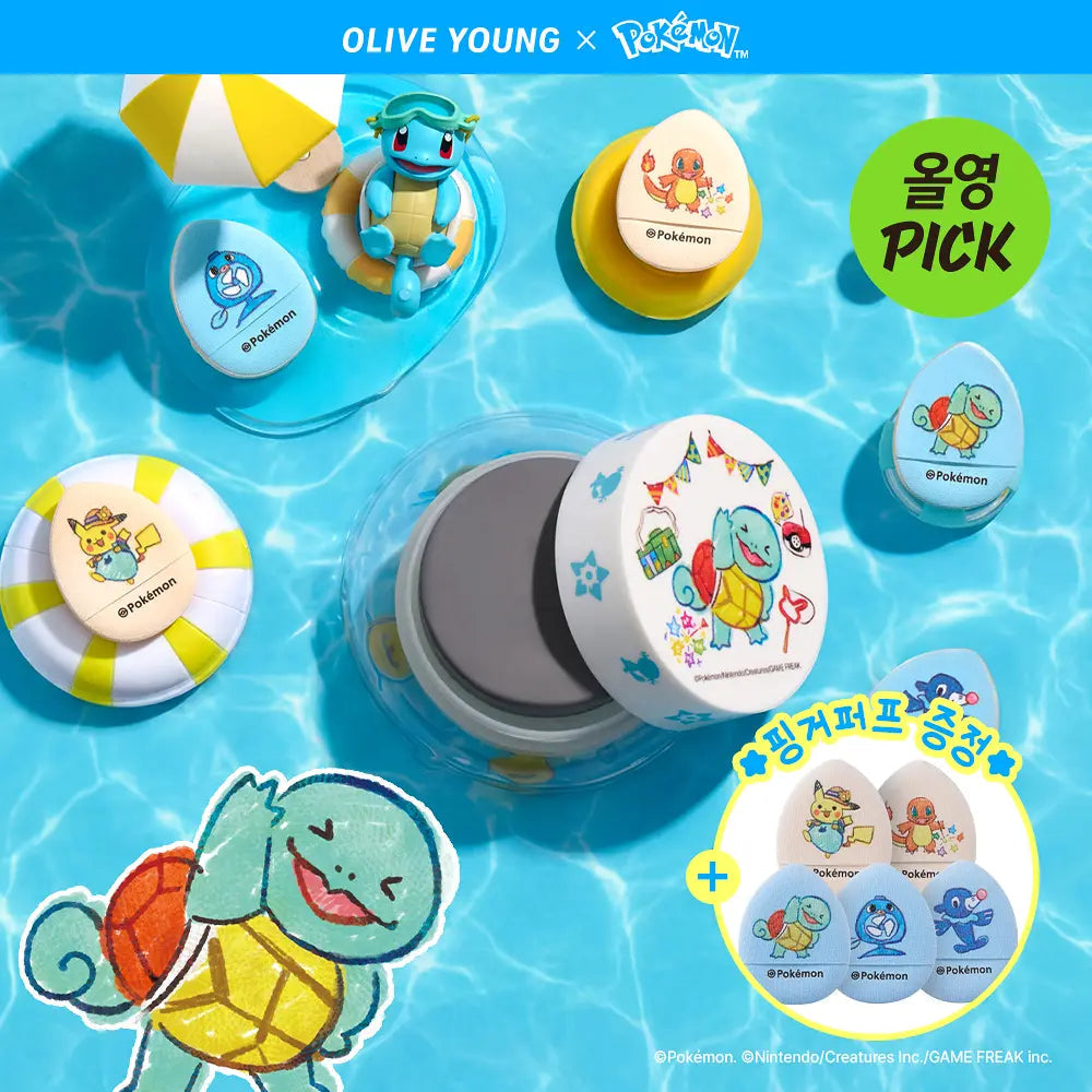 Studio17 - Brush &amp; Puff Cleanser + Pokémon Finger Puff 5ea (Pokémon Collaboration)
