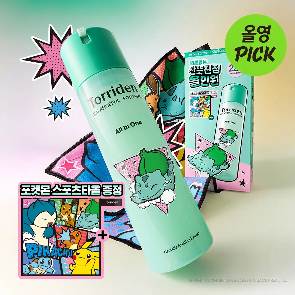 Torriden - Balanceful for Men Cica Fresh All-in-One 200g + Mini 20g + Sports Towel (Pokémon Collaboration)