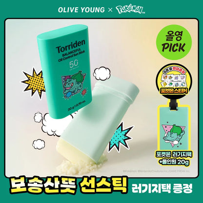 Torriden - Balanceful Oil Control Sun Stick 20g + Bulbasaur Luggage Tag (Pokémon Collaboration)