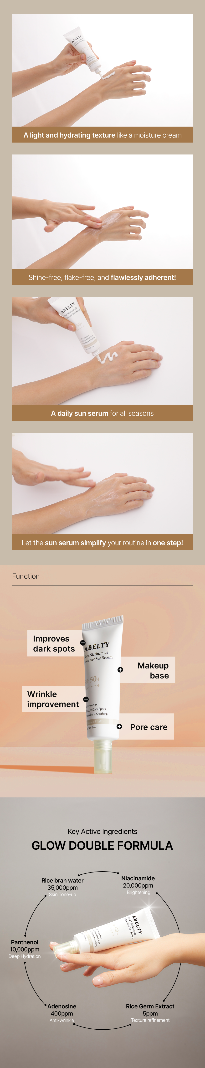 ABELTY RICE NIACINAMIDE MOISTURE SUN SERUM