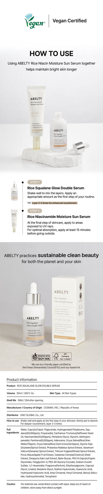ABELTY Rice Squalane Glow Double Serum