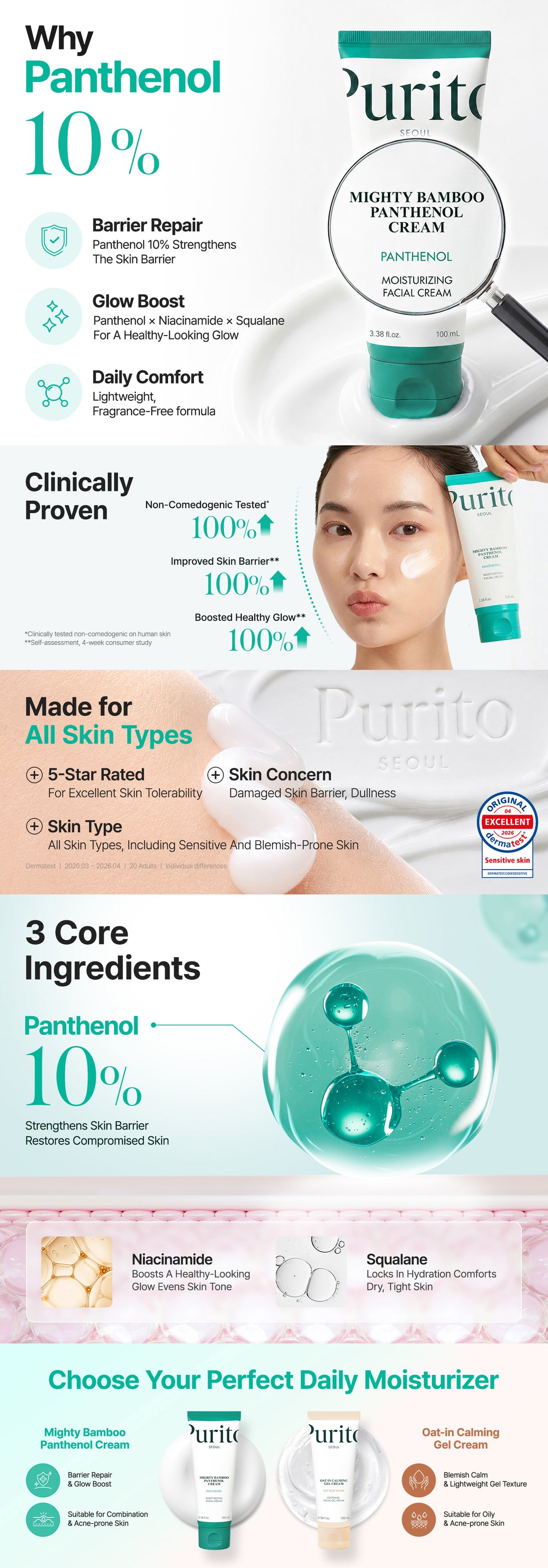PURITO Mighty Bamboo Panthenol Cream benefits and texture