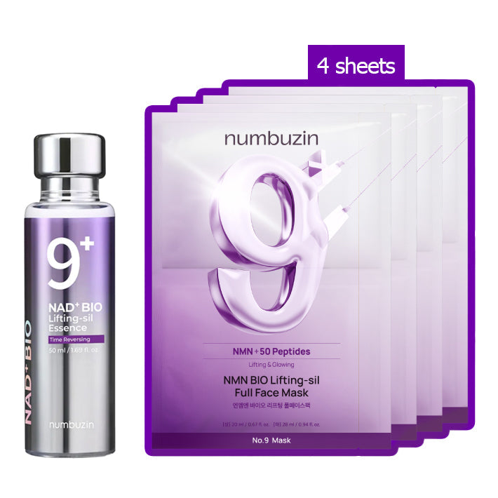 numbuzin No.9 BIO Lifting-sil Essence and mask set contents