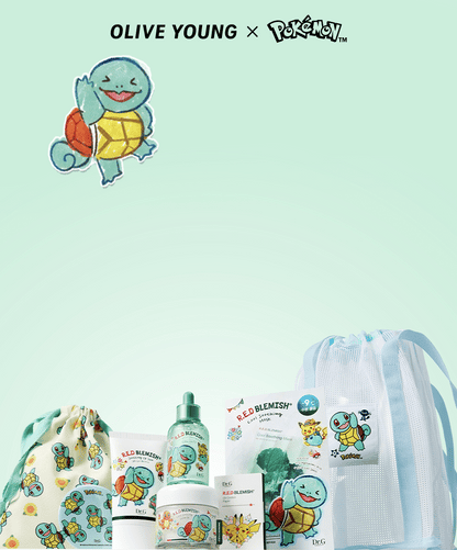 Dr.G - Red Blemish Clear Hyal-Cica Soothing Serum 50ml + Refill + Squirtle Pouch (Pokémon Collaboration)