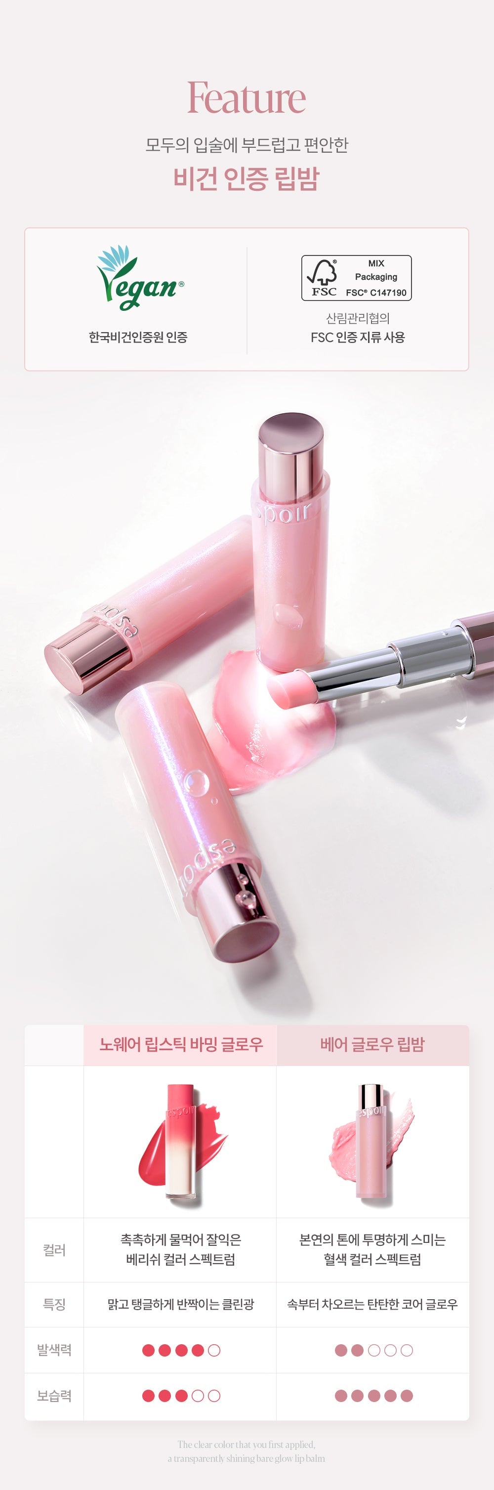 Espoir - Bare Glow Lip Balm (+ Pouch &amp; Hand Cream)
