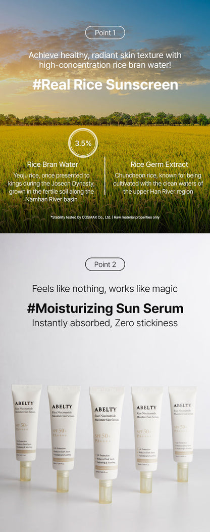ABELTY RICE NIACINAMIDE MOISTURE SUN SERUM