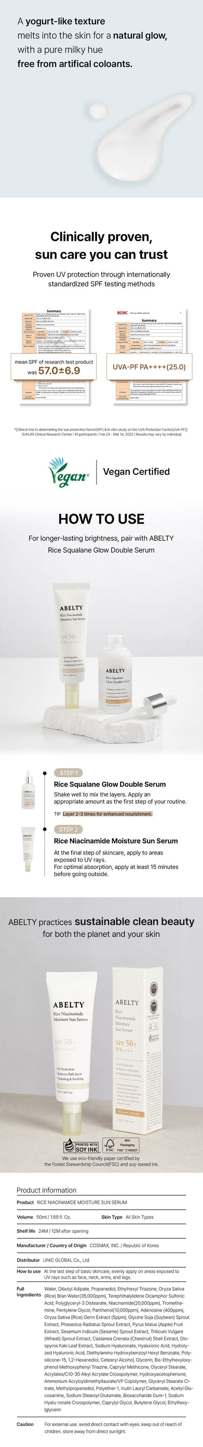 ABELTY RICE NIACINAMIDE MOISTURE SUN SERUM