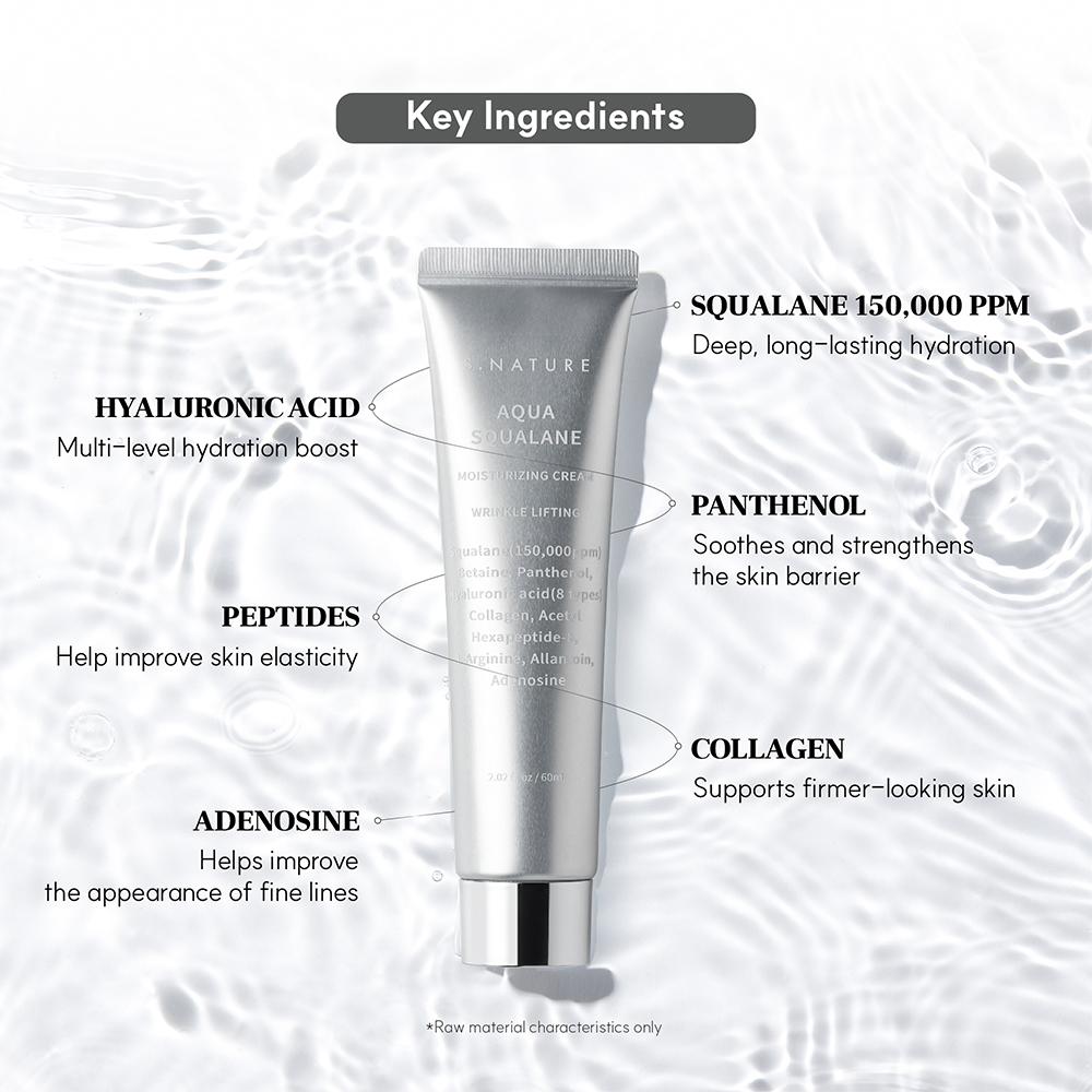S.NATURE Aqua Squalane Moisturizing Cream texture and moisture details