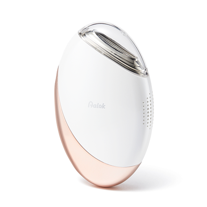 Aalok Fitsera handheld beauty device in white and rose gold